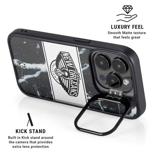 NBA New Orleans Pelicans Marble iPhone 16 Pro Kickstand Case